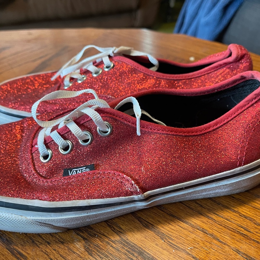 Vans Women's Red Glitter Sneakers